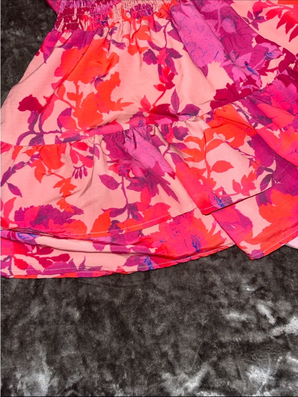 entro One-Shoulder Floral Mini Dress in Pink and Orange - Picture 8 of 9